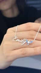 Kuş Figürlü İsim Kolye – Kişiselleştirilebilir Gümüş Takı