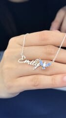 Kuş Figürlü İsim Kolye – Kişiselleştirilebilir Gümüş Takı