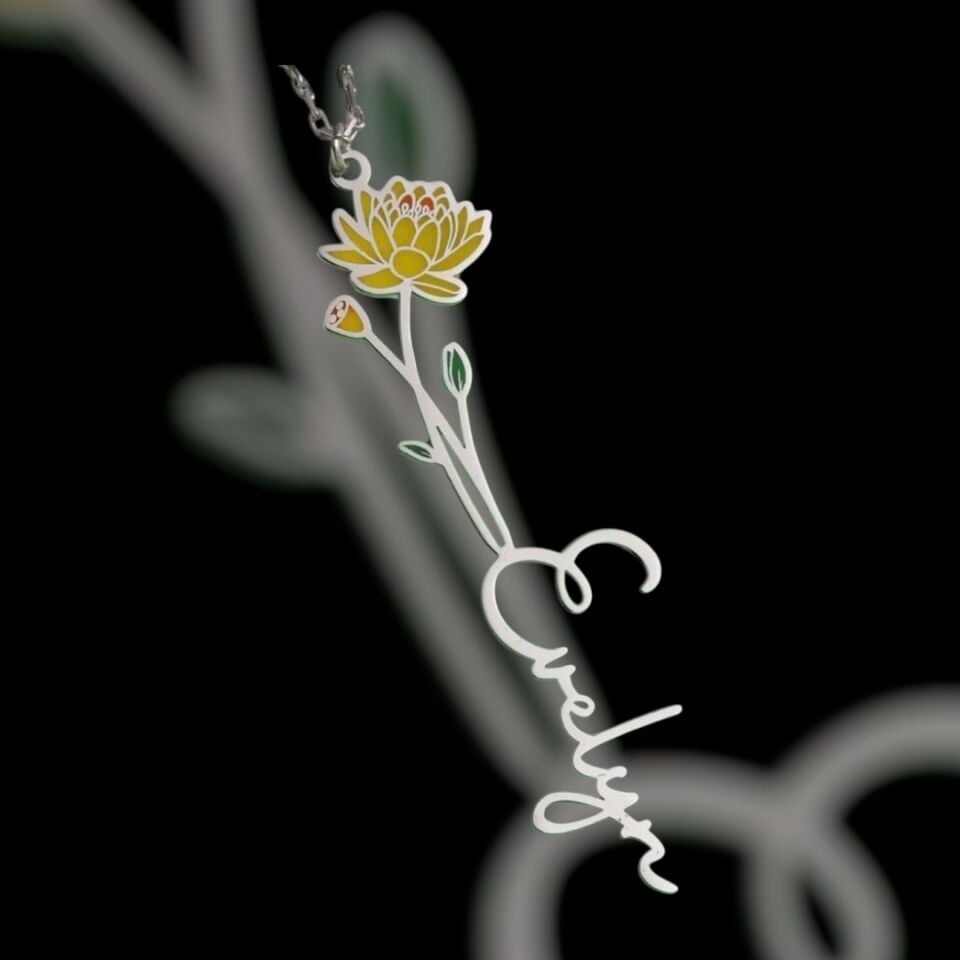 Kişiye Özel Çiçekli İsim Kolye – Altın Kaplama Zarif Tasarım | Anlamlı Hediye | Anneler Günü – Sevgililer Günü – Doğum Günü