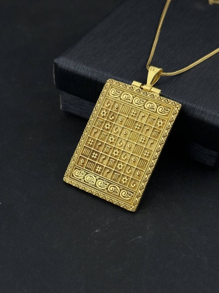Süleyman Mührü Kolye – Koruyucu Tılsımlı Muska Kolye, Altın Kaplama Mistik Takı, Arka Yüze İsim Yazılır