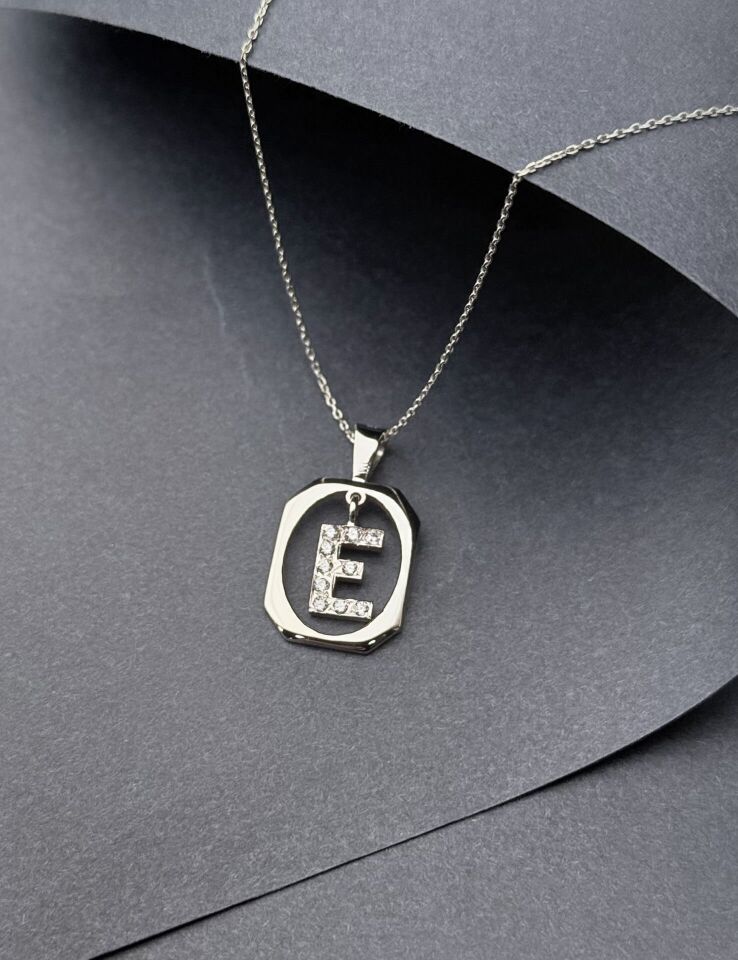 Baş Harfli Minimal Kolye – 925 Ayar Gümüş, Zarif ve Kişiselleştirilmiş Kadın Kolyesi Gümüş (Silver) Renk - 55 cm