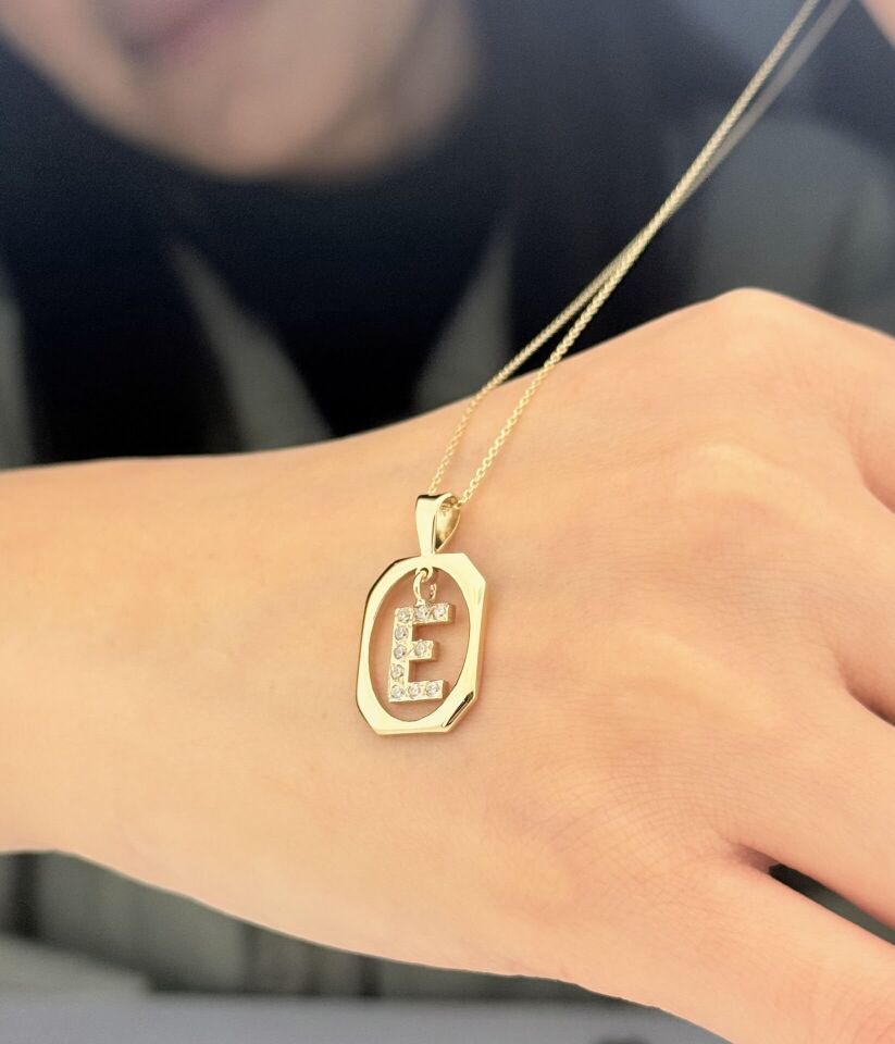 Baş Harfli Minimal Kolye – 925 Ayar Gümüş, Zarif ve Kişiselleştirilmiş Kadın Kolyesi Sarı Altın Kaplama - 65 cm