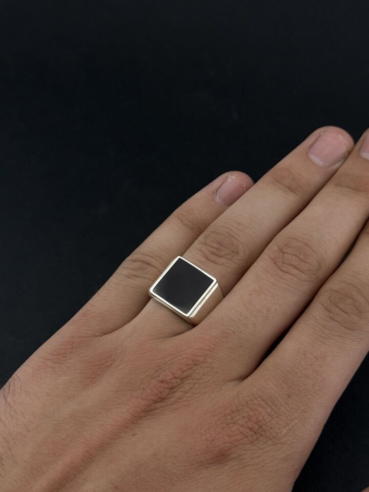 Babalar Günü Hediyesi – Isıya Duyarlı Kişiye Özel Fotoğraflı Gümüş Erkek Yüzük 17 - Gümüş - Silver