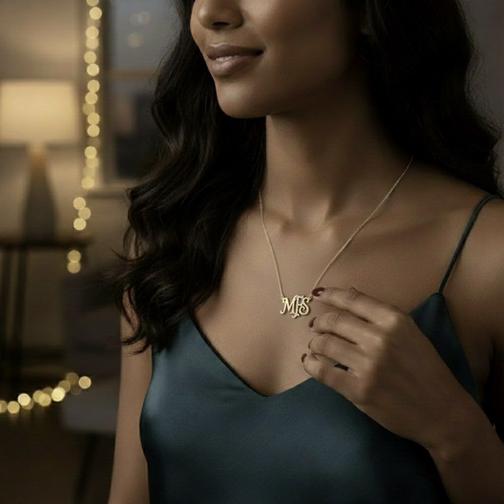 Kişiye Özel Taşlı Monogram Harf Kolye - Üçlü Harf Tasarımı