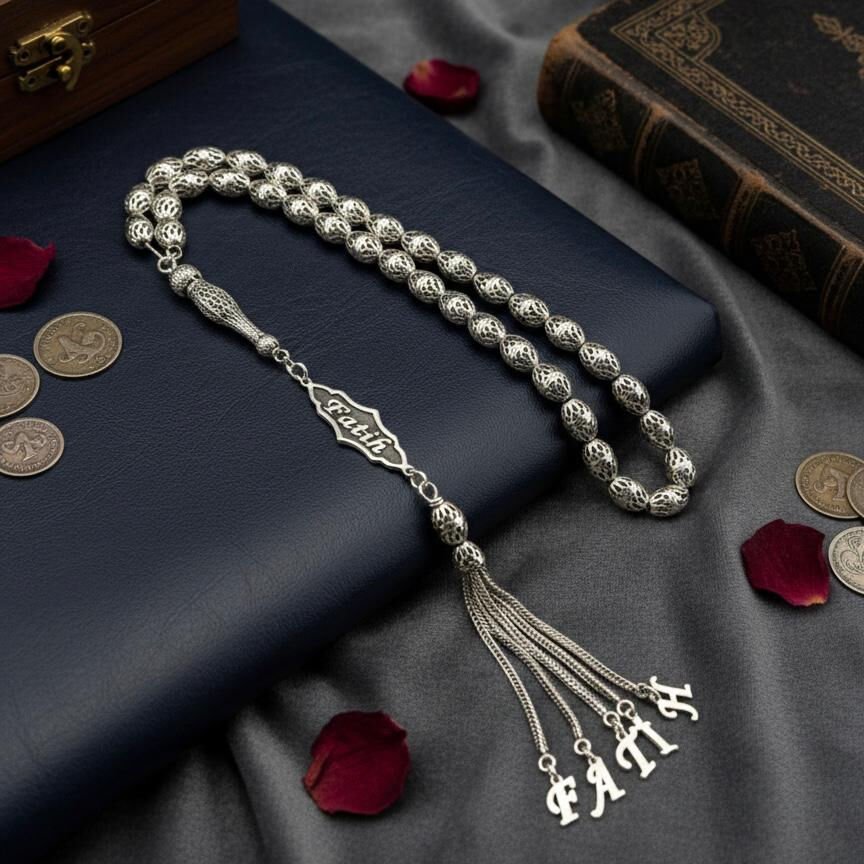 925 Ayar Gümüş Tasarım Tesbih - Ücretsiz Kargo