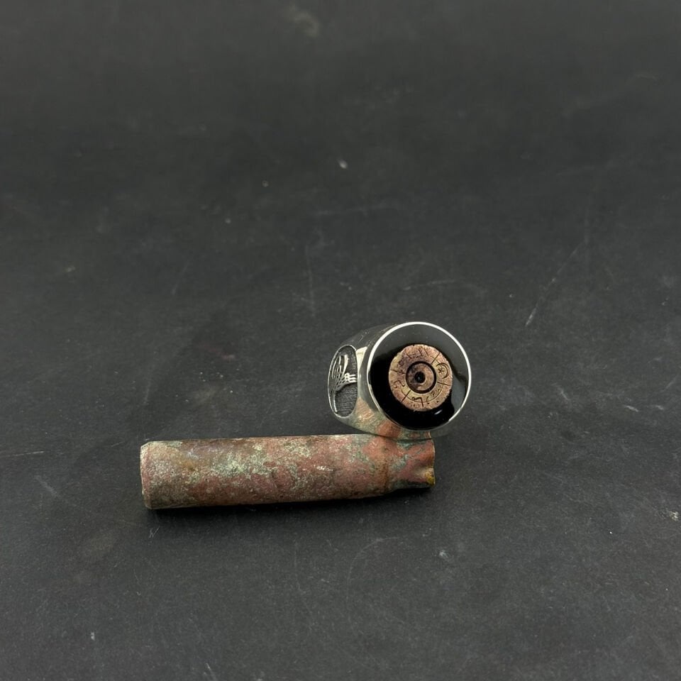 Özel Tasarım Çanakkale Savaşı Mermi Kovanı Montürlü Gümüş Yüzük