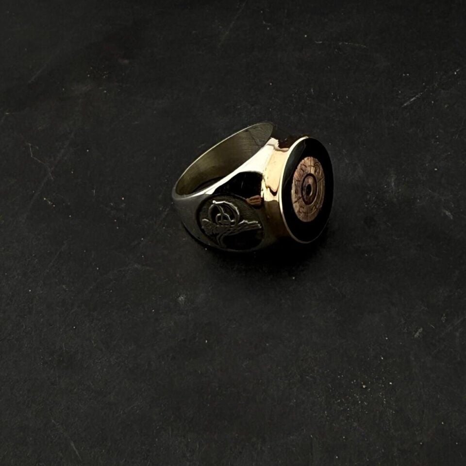 Çanakkale Savaşı Mermi Kovanı Tasarımlı 925 Ayar Gümüş Erkek Yüzük