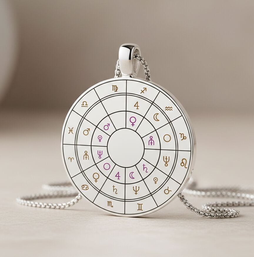 Lüks Gold Natal Harita Kolye: Doğum Haritanıza Özel El İşçiliği Takı