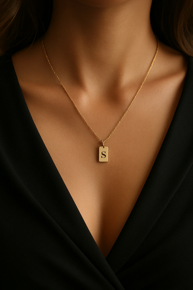 Kişiye Özel Harf Kolye – 925 Ayar Gümüş Altın Kaplama Zarif Kadın Kolyesi Gümüş - Silver - 50 cm