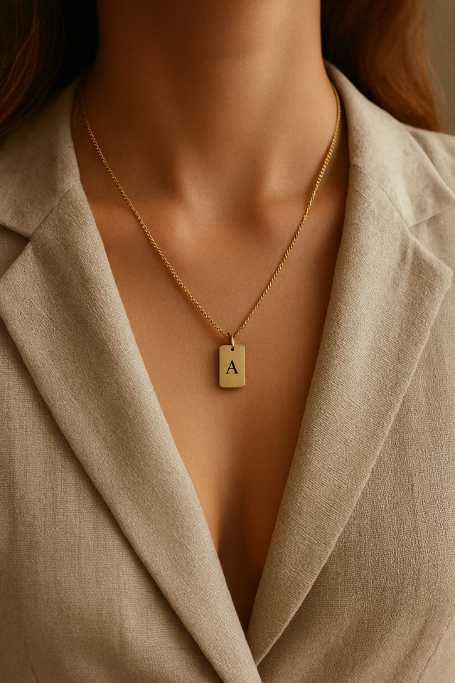 Kişiye Özel Harf Kolye – 925 Ayar Gümüş Altın Kaplama Zarif Kadın Kolyesi Gümüş - Silver - 55 cm