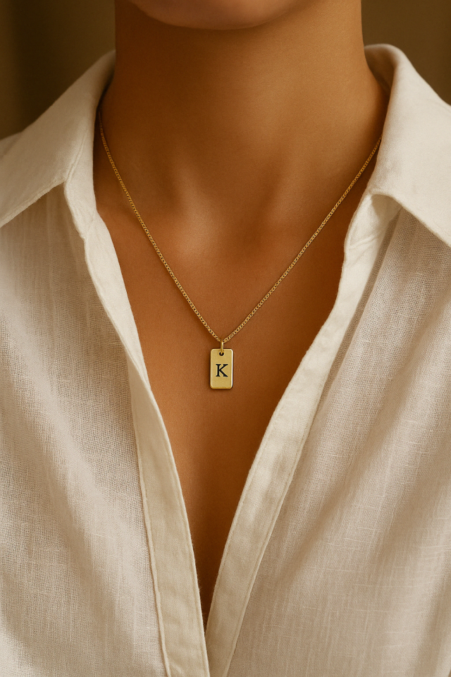 Kişiye Özel Harf Kolye – 925 Ayar Gümüş Altın Kaplama Zarif Kadın Kolyesi Sarı Altın  - 65 cm