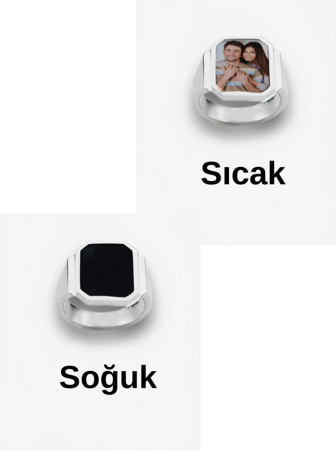 Sihirli Yüzük – 925 Ayar Gümüş, Isıyla Görüntü Beliren Kişiye Özel Şık Yüzük 16 - Silver