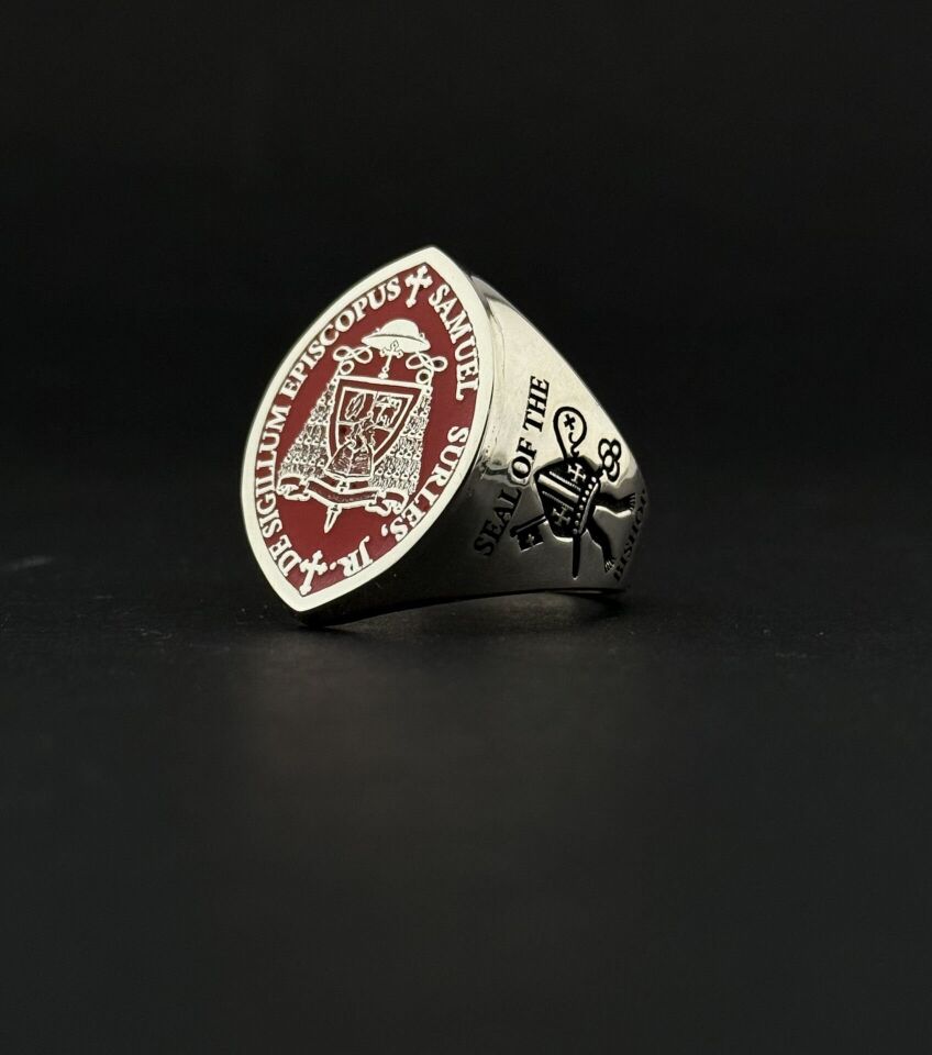 Custom Episcopal Seal Ring – Sterling Silver Bishop Signet Ring with Personalized Engraving