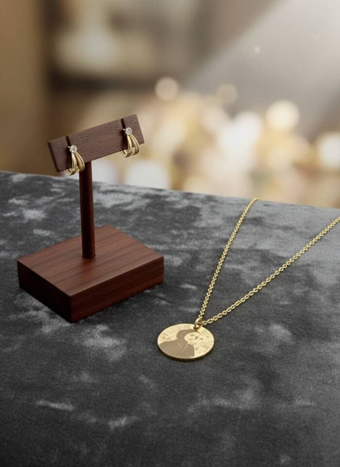 Kişiye Özel Fotoğraf İşlemeli Kolye | 20 mm Yuvarlak Çelik Kolye – Gümüş & Gold Renk | Hediye Kutulu