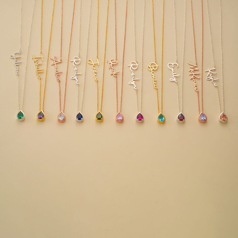 Kişiye Özel İsim Yazılı Damla Kolye